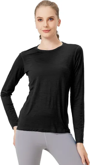 100% Merino Wool Women's Long Sleeve T-ShirtThermal Underwear Top for HikingEveryday Wear for Base Layer Women