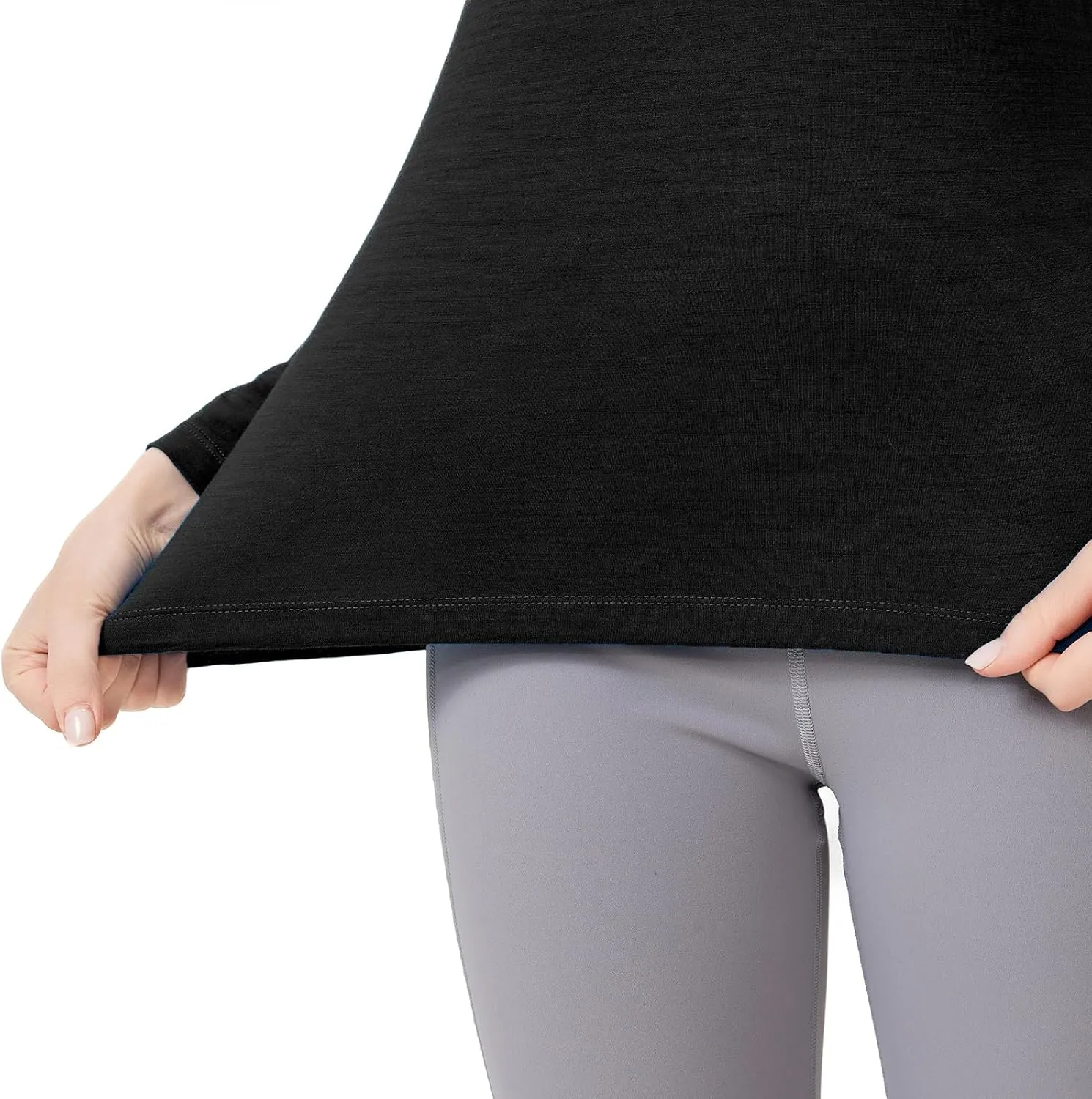 100% Merino Wool Women's Long Sleeve T-ShirtThermal Underwear Top for HikingEveryday Wear for Base Layer Women