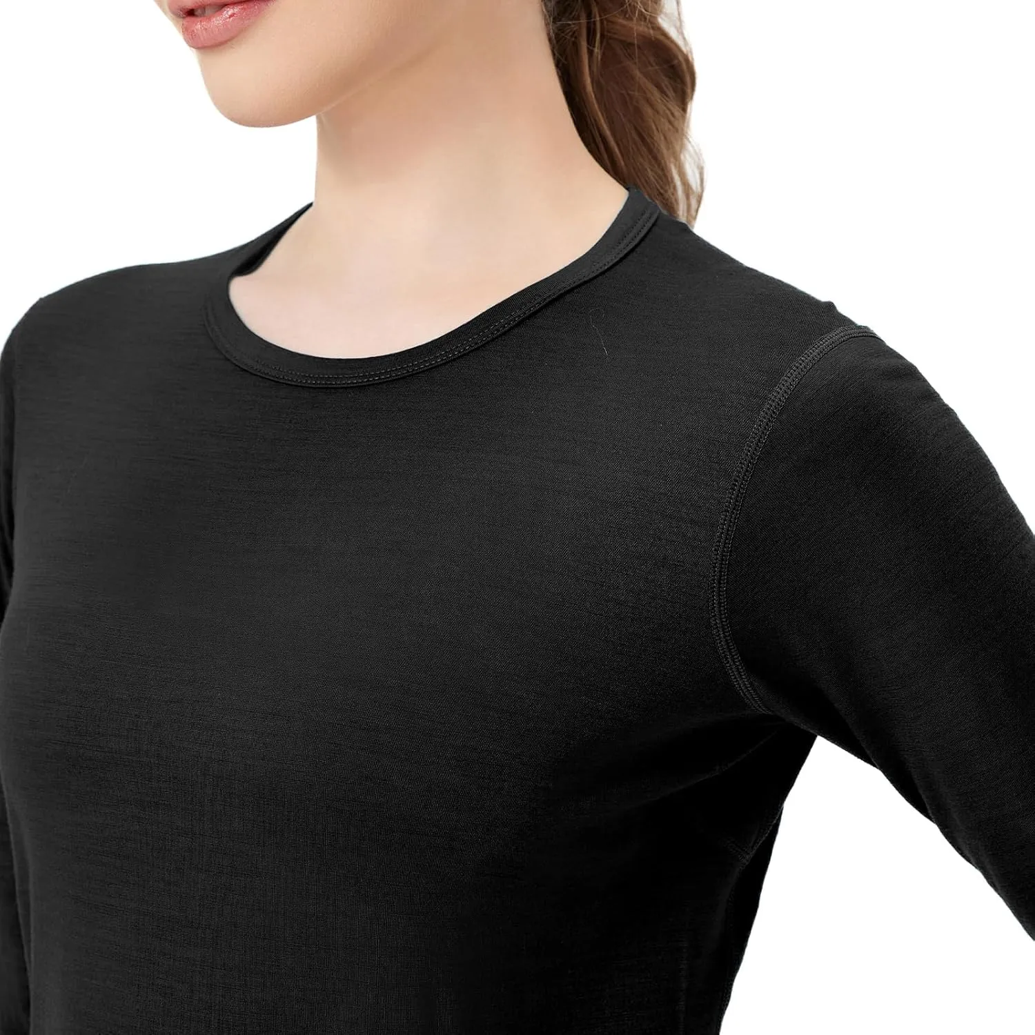 100% Merino Wool Women's Long Sleeve T-ShirtThermal Underwear Top for HikingEveryday Wear for Base Layer Women