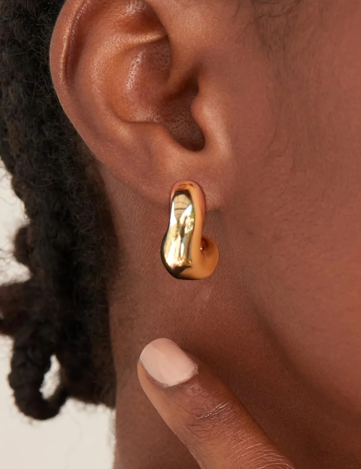 14K Gold Plated Chunky Open Hoop Earrings for Women 925 Sterling Silver Post Hypoallergenic Thick Hoop Earrings for Women
