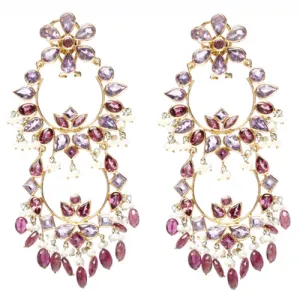 14k Gold Tourmaline and Amethyst Jinea Earrings