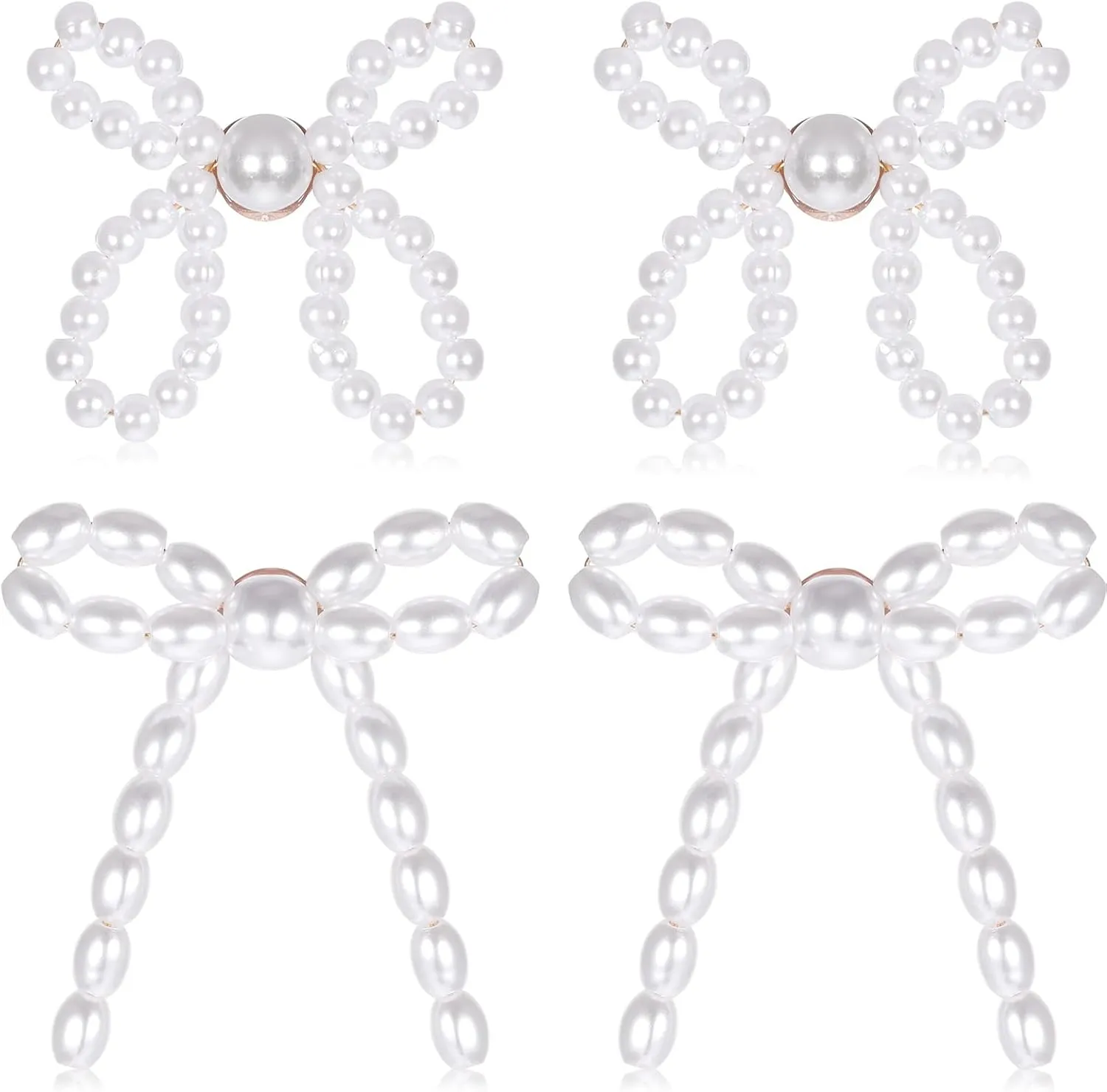 2 Pairs Pearl Bow Earrings, Simple Small Bow Earrings for Women Cute Pearl Earrings for Women Jewelry Gifts