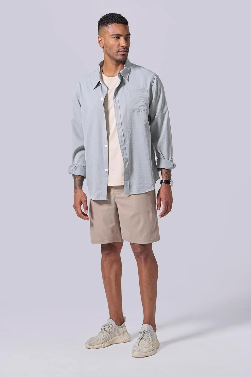 3 Pack Men's Relaxed Fit 8" Drawstring Walk Shorts with Pockets Midweight Woven Casual Wear
