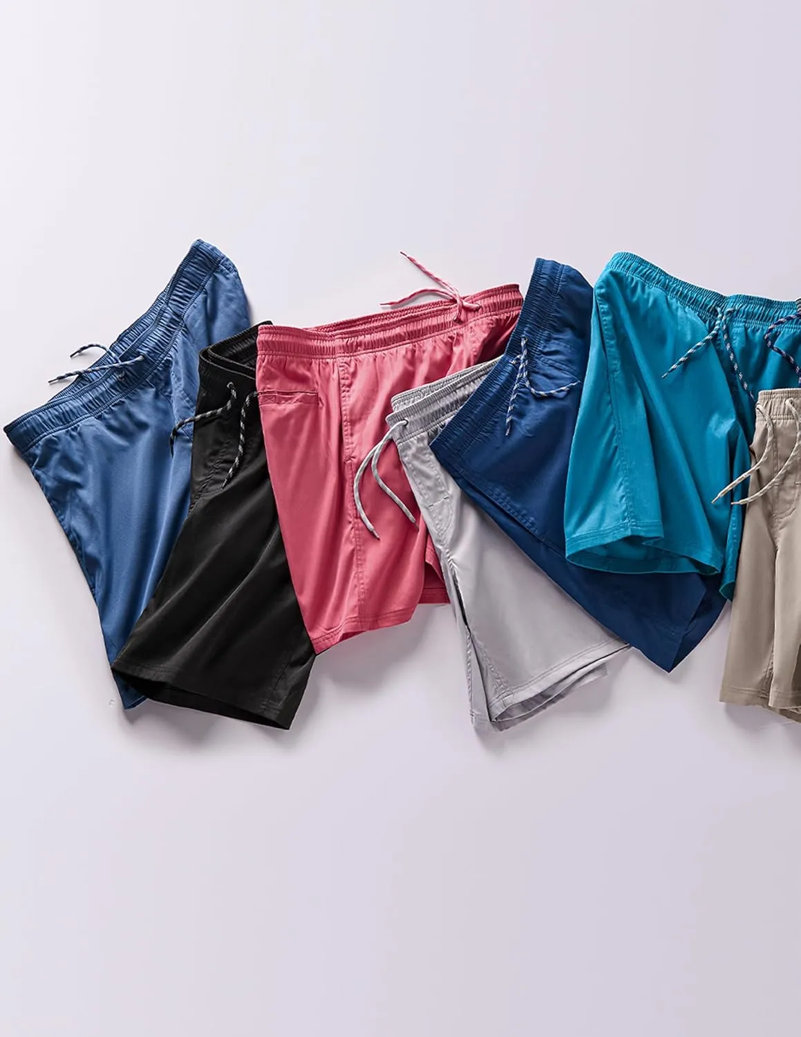 3 Pack Men's Relaxed Fit 8" Drawstring Walk Shorts with Pockets Midweight Woven Casual Wear
