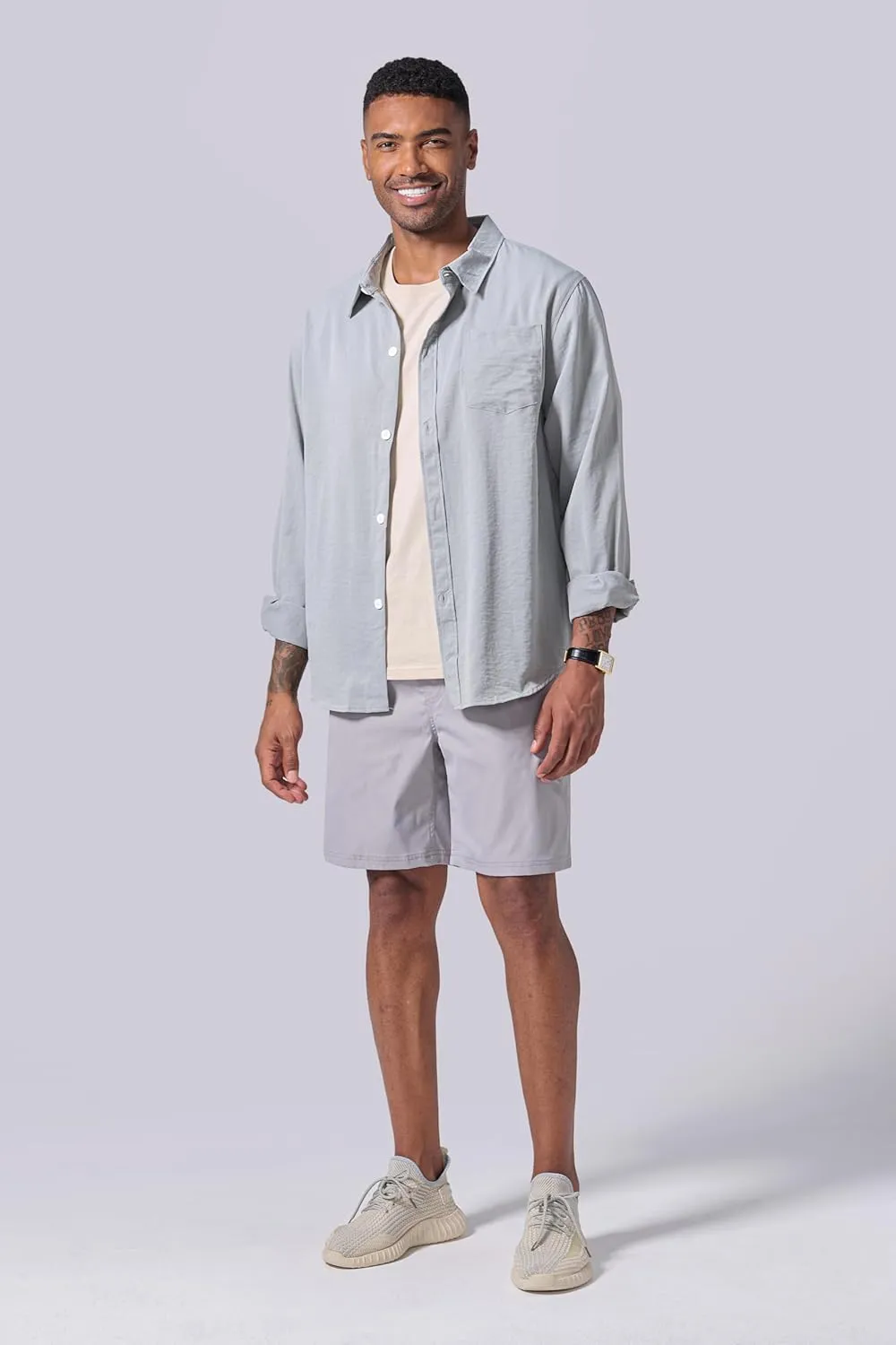 3 Pack Men's Relaxed Fit 8" Drawstring Walk Shorts with Pockets Midweight Woven Casual Wear
