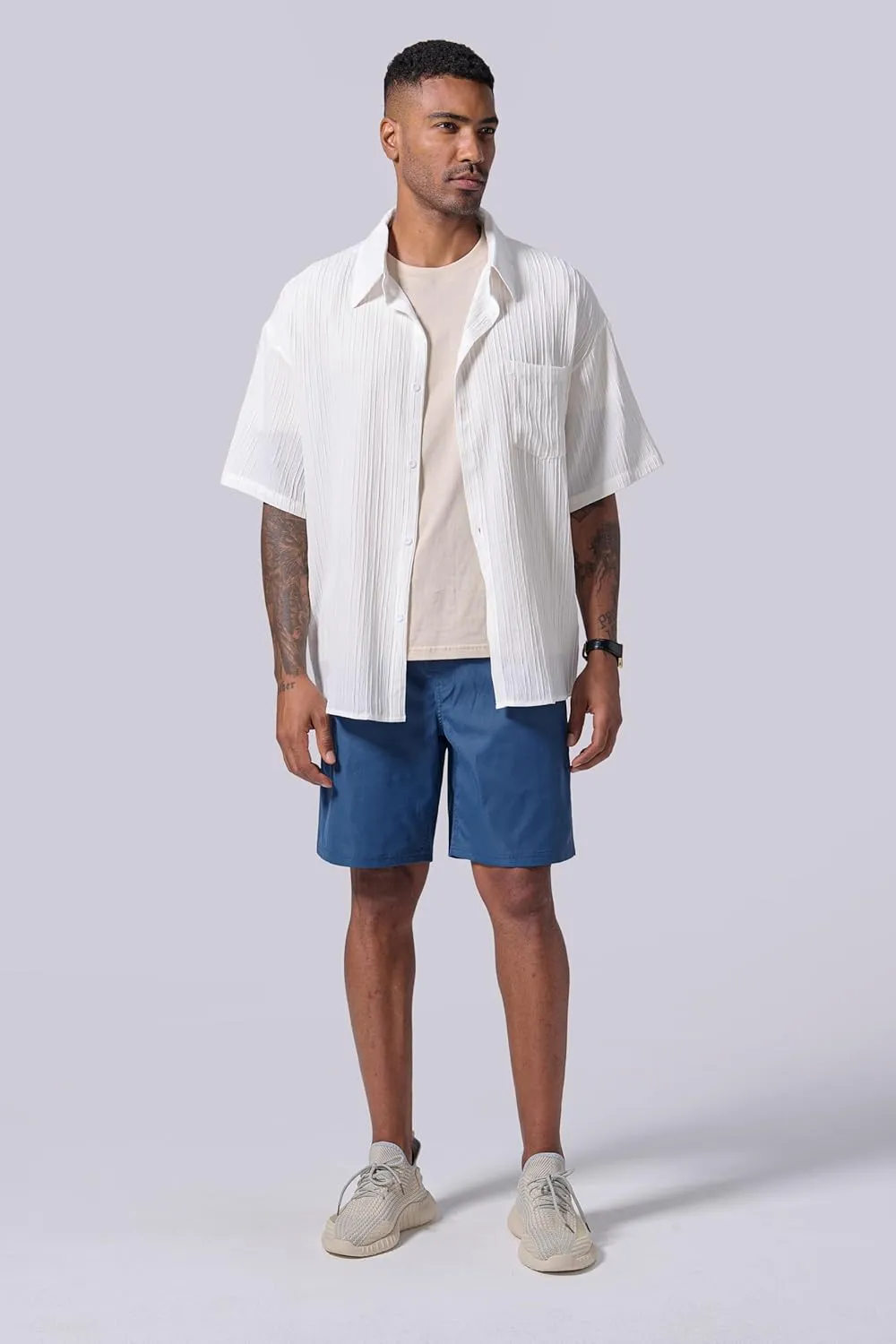 3 Pack Men's Relaxed Fit 8" Drawstring Walk Shorts with Pockets Midweight Woven Casual Wear