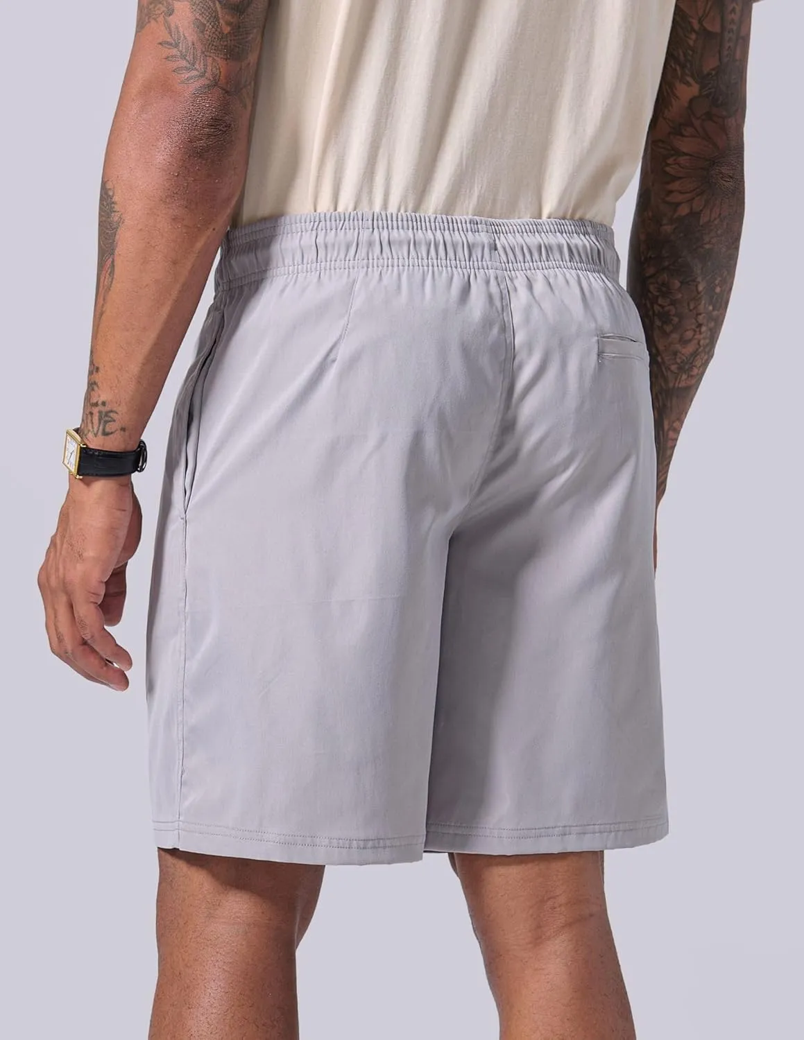 3 Pack Men's Relaxed Fit 8" Drawstring Walk Shorts with Pockets Midweight Woven Casual Wear