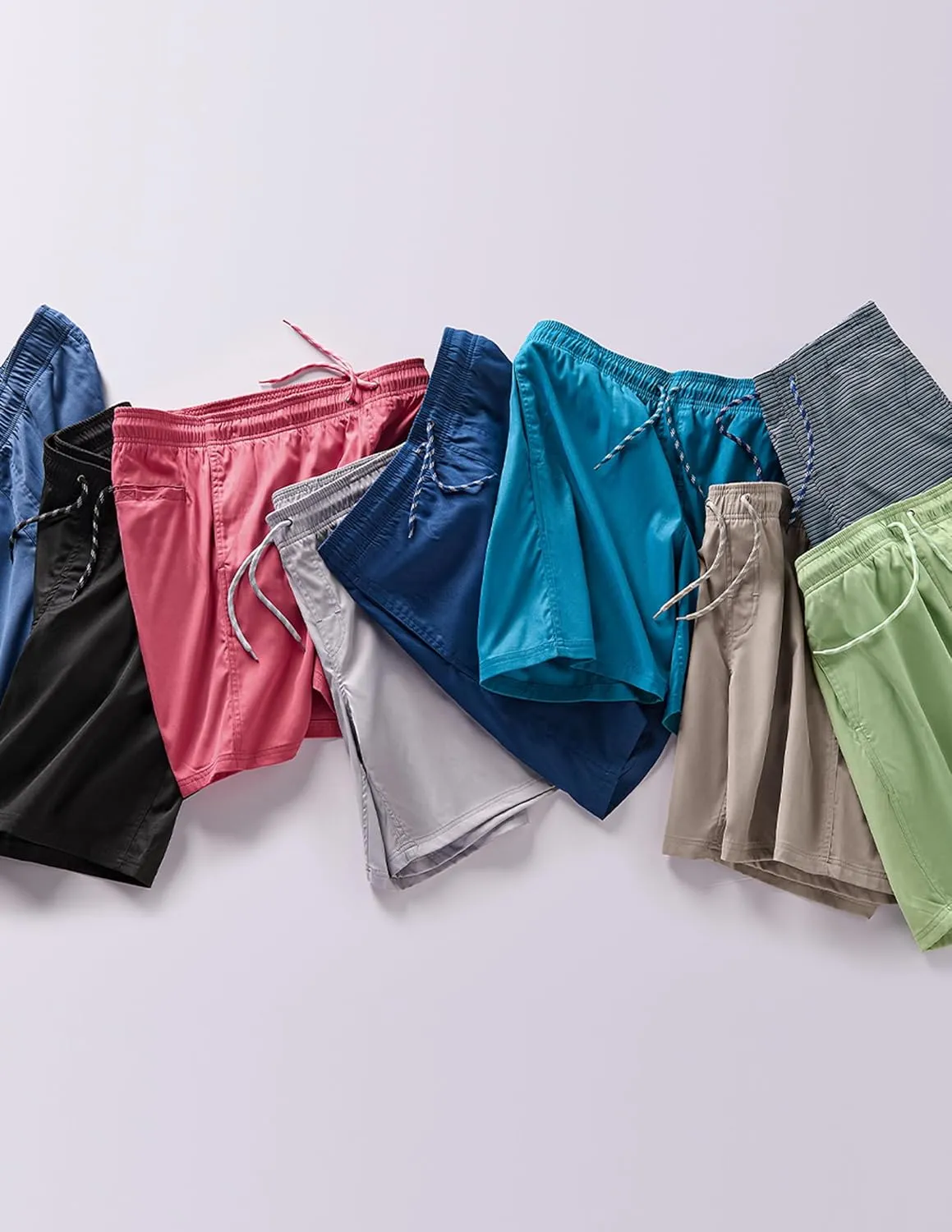 3 Pack Men's Relaxed Fit 8" Drawstring Walk Shorts with Pockets Midweight Woven Casual Wear