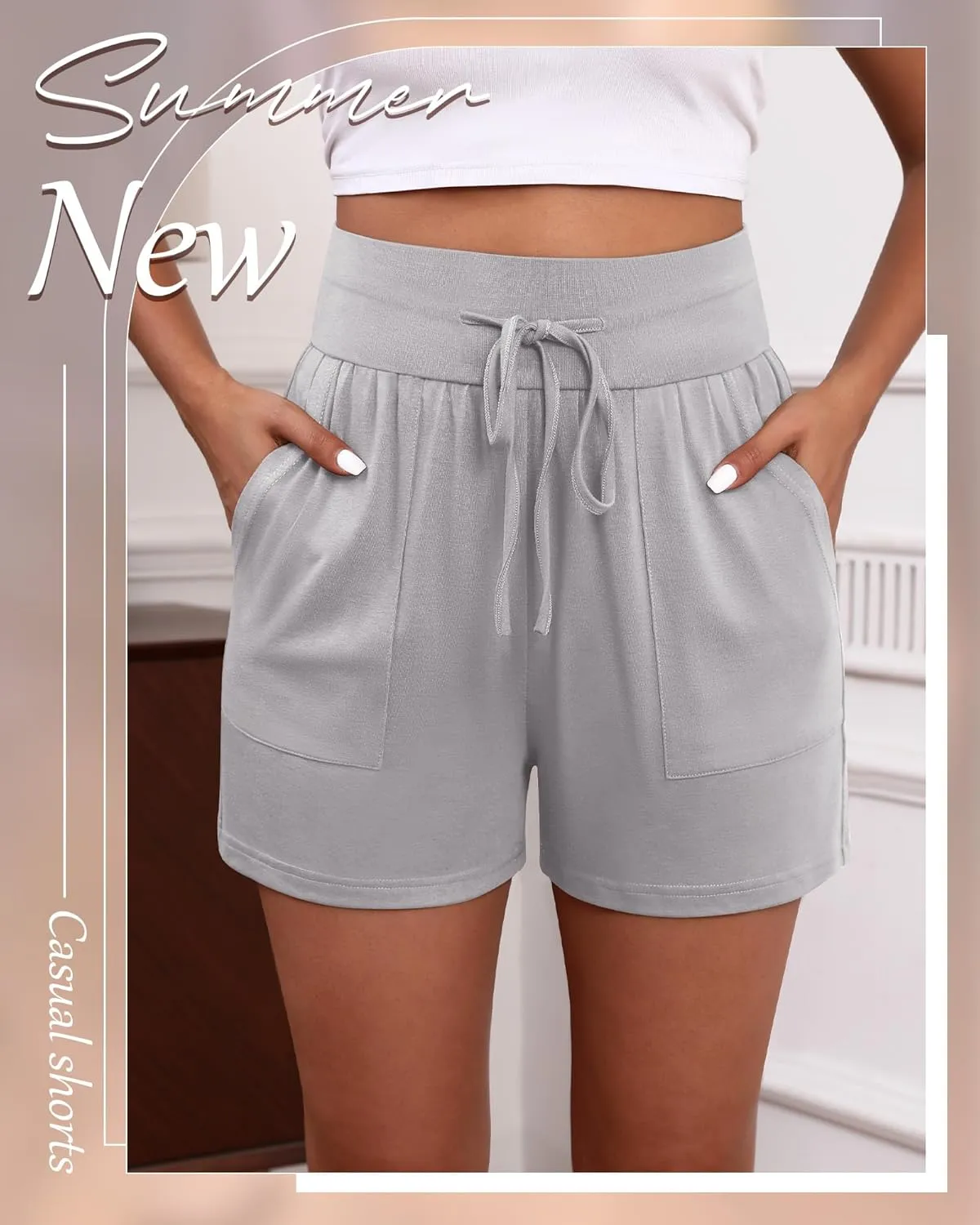 3 Pack Women's Cotton Drawstring Sweat Casual Summer Workout Athletic Gym Lounge Shorts with Pockets