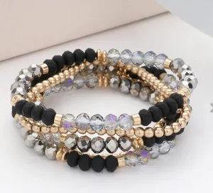 5PCS - Faceted Beaded Stretch Multi Layered Bracelets