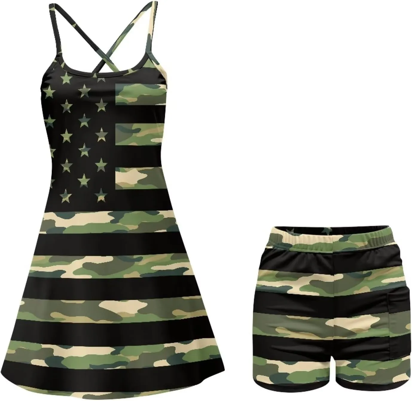 Active Dress with Shorts Underneath Tennis Dress Spaghetti Strap Casual Athletic Sports Outfits