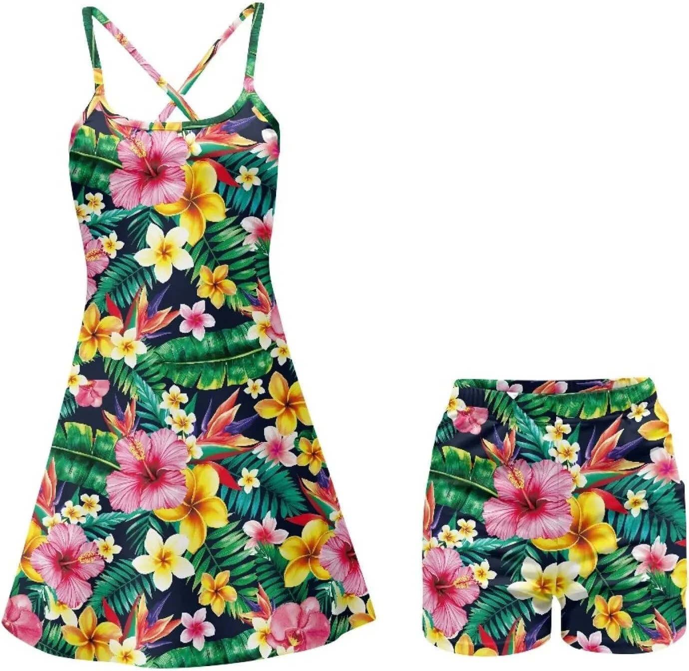 Active Dress with Shorts Underneath Tennis Dress Spaghetti Strap Casual Athletic Sports Outfits