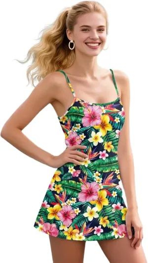 Active Dress with Shorts Underneath Tennis Dress Spaghetti Strap Casual Athletic Sports Outfits