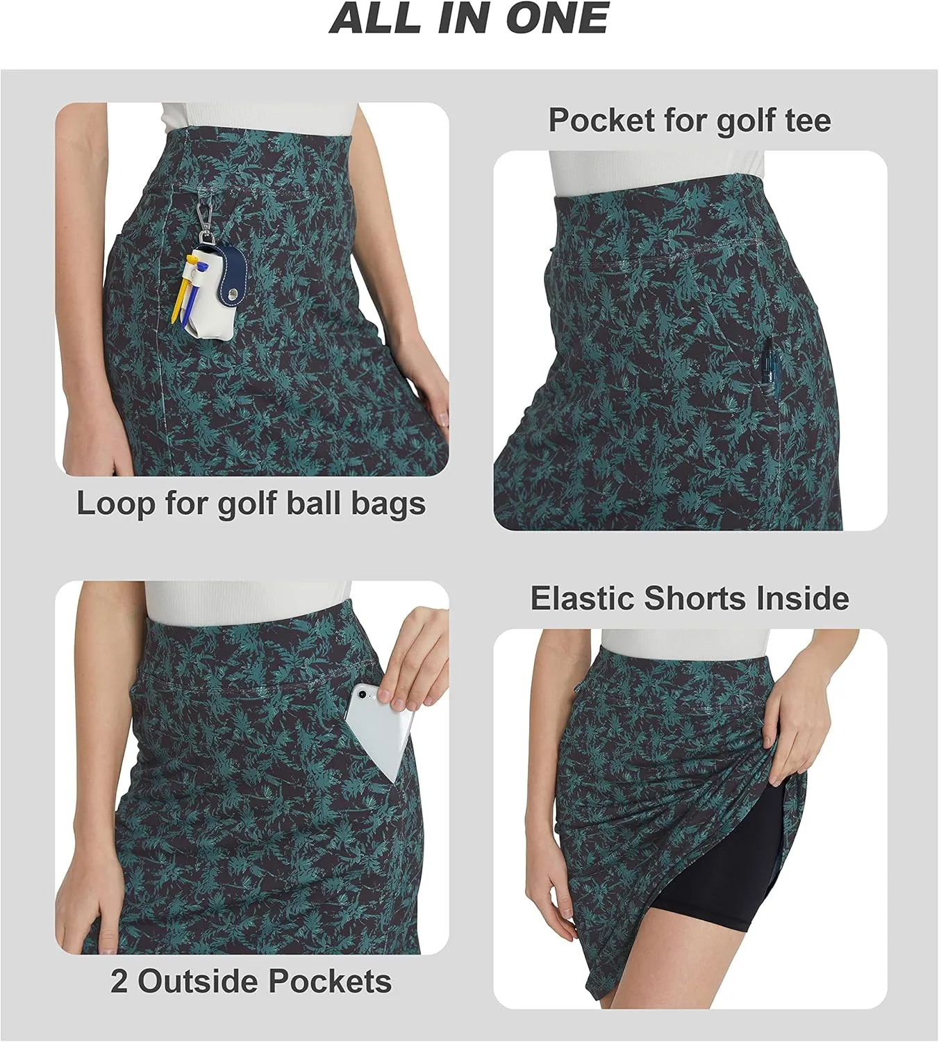 alvon Modest Golf Skirts for Women with Pockets Shorts Skorts Skirts Casual Tennis Skorts Sports High Waisted Elastic Running