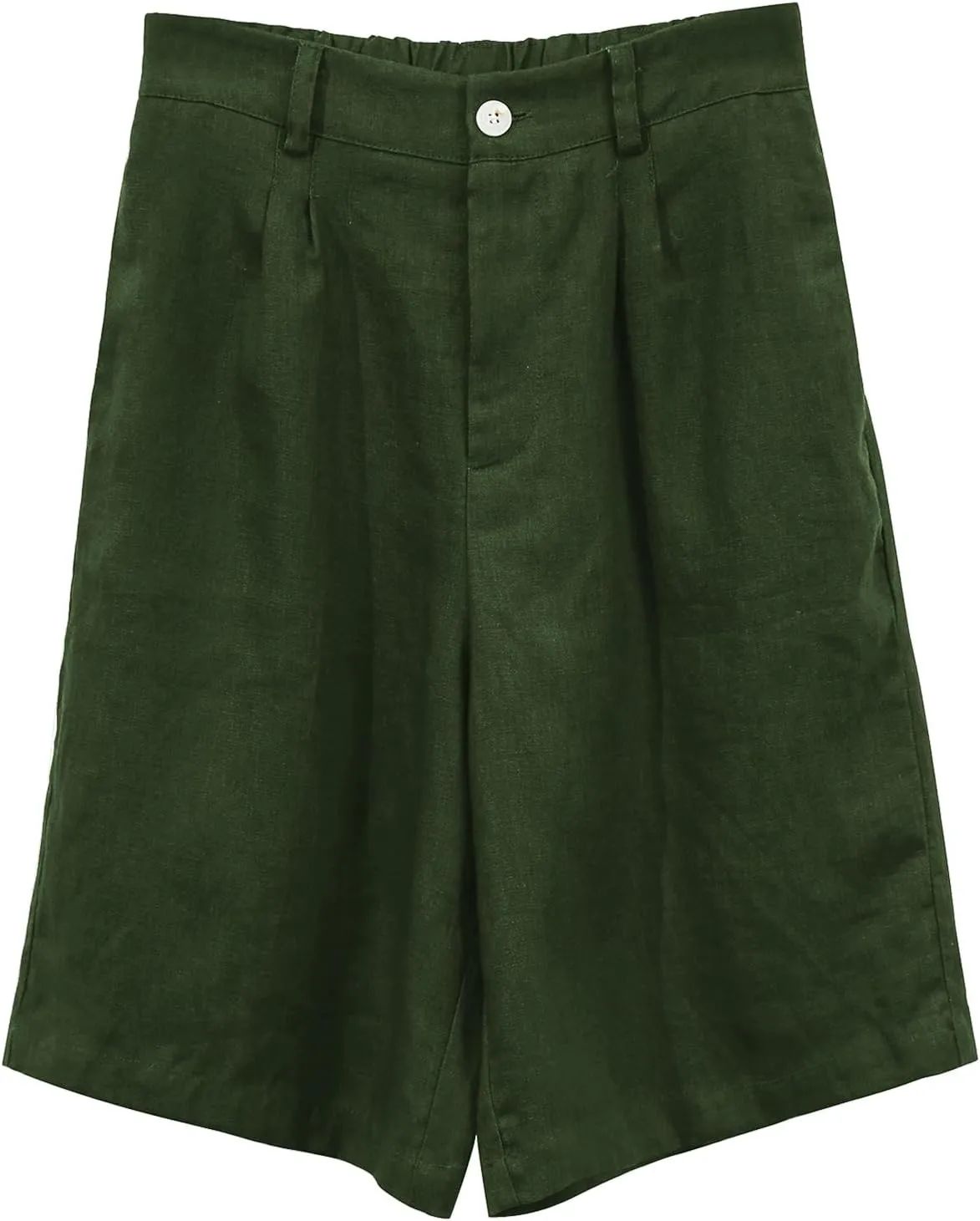 Amazhiyu Womens Pure Linen High Waisted Bermuda Lounge Shorts Casual Summer