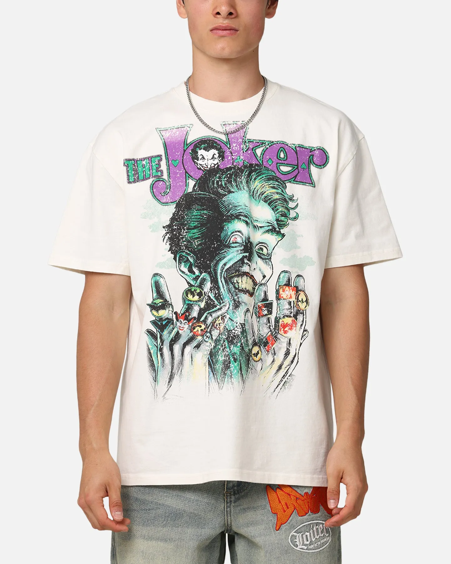 American Thrift X DC Batman The Joker Rings Heavyweight T-Shirt Off White