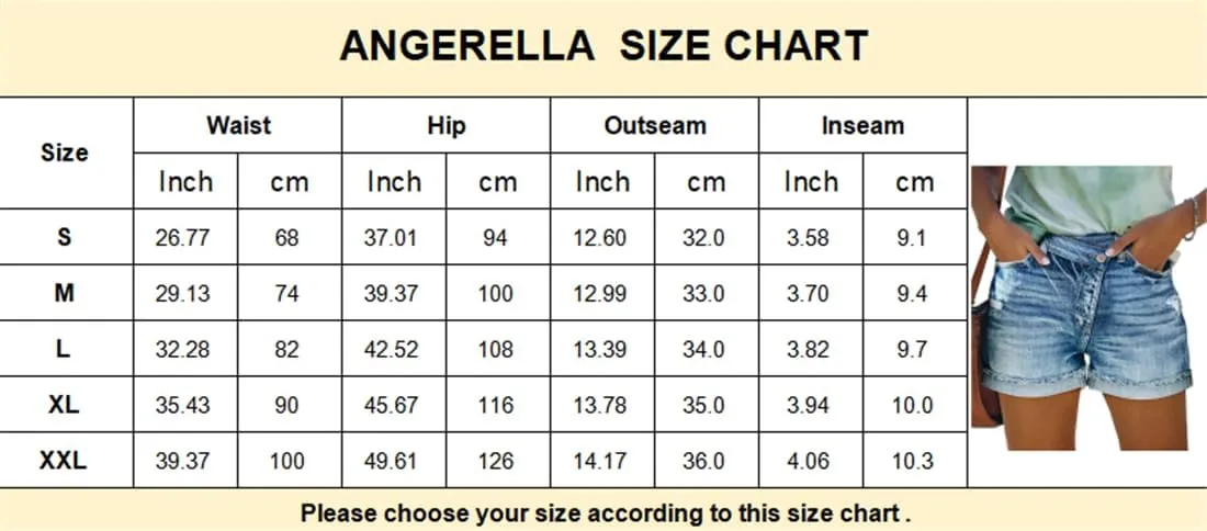 Angerella Women's Denim Shorts Mid Rise Ripped Jean Short