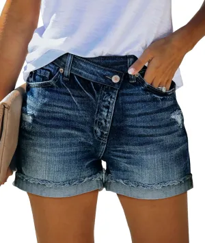 Angerella Women's Denim Shorts Mid Rise Ripped Jean Short