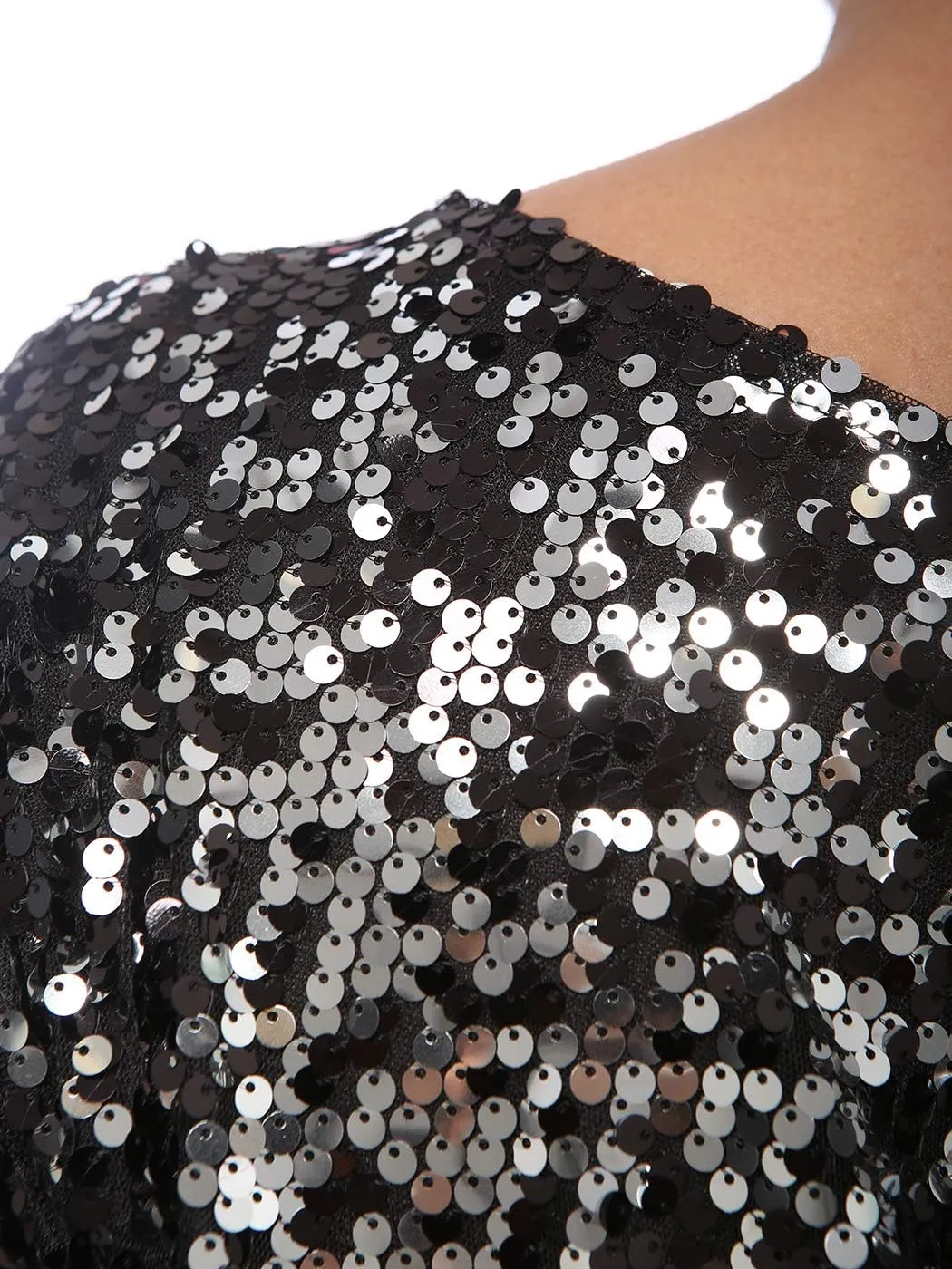 Anna-Kaci Women's Plus Size Sequin Sexy One Shoulder Short Sleeve Party Club Top