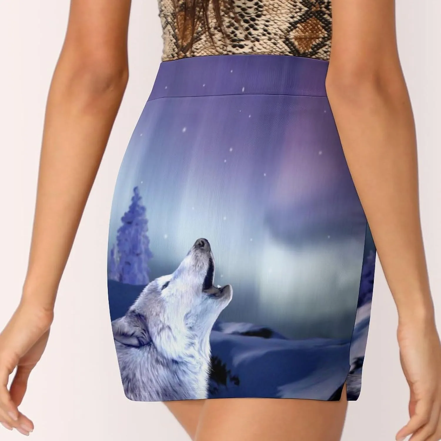 Arctic Aurora Wolf Women's Skorts Casual Tennis Skirts with Pockets Mini Athletic Shorts
