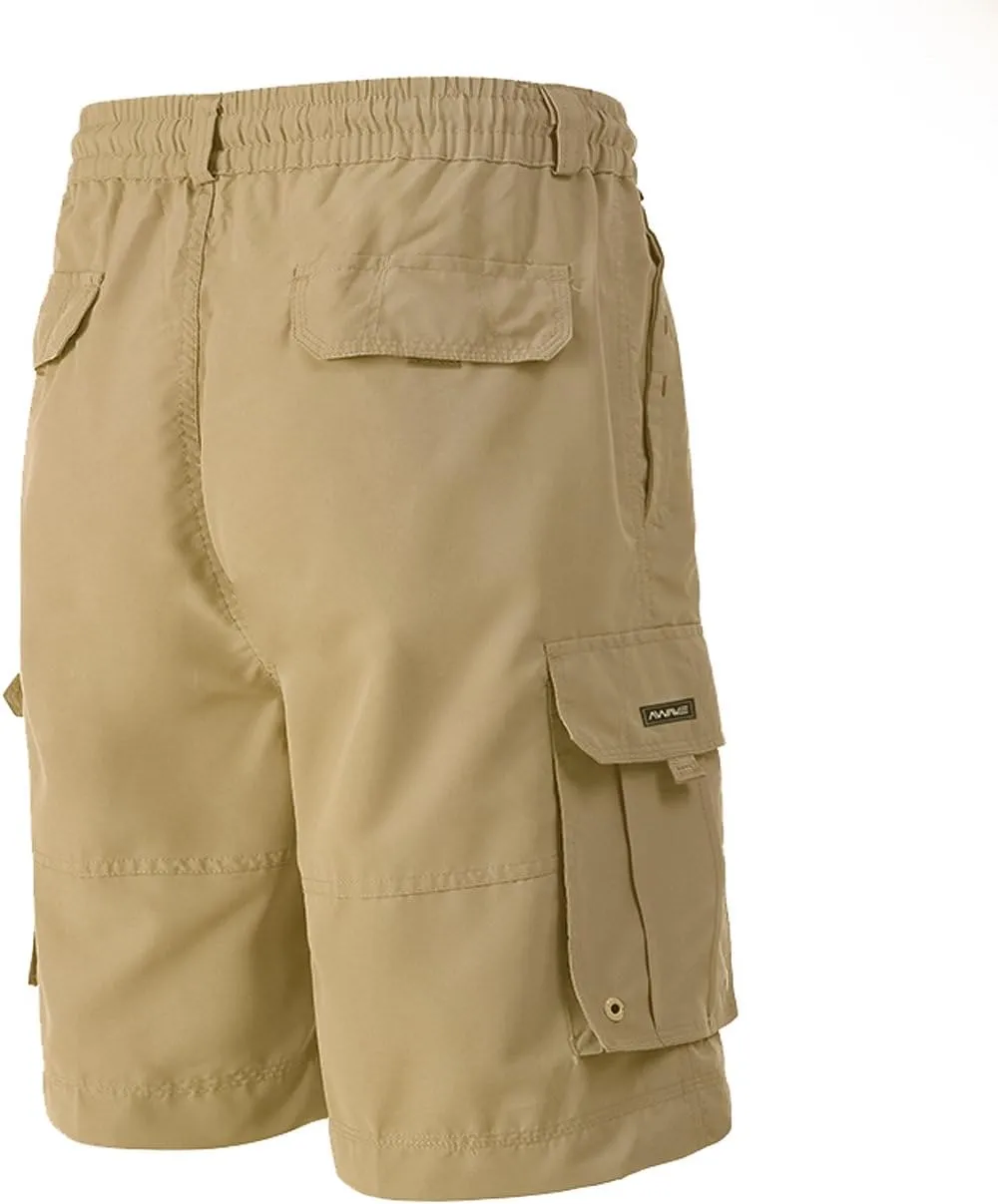 A.WAVE Men's Multi-Pockets Drawstring Elastic Waist Cargo Shorts Relaxed fit 11 inch Inseam Below Knee Quick Dry