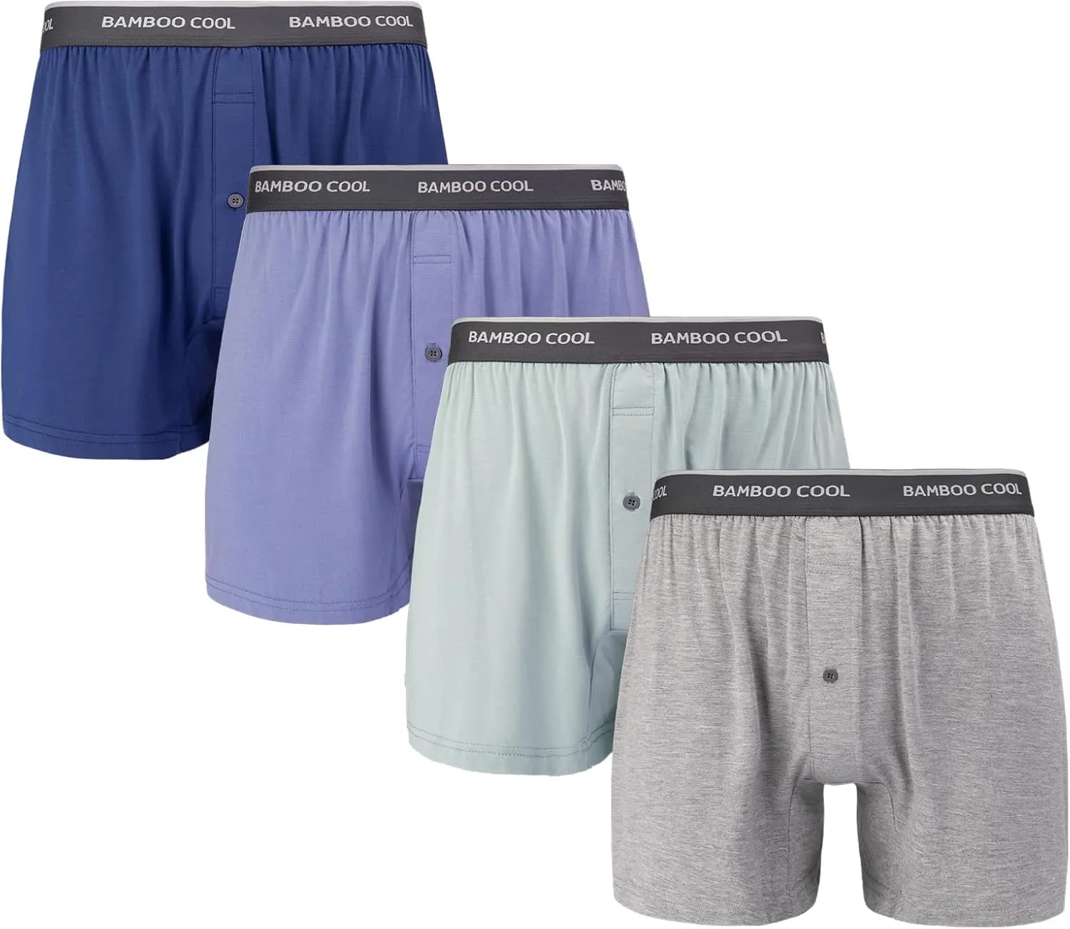 BAMBOO COOL Men's Boxer Shorts 4 Pack Underwear for Men Relaxed Fit Stretch Short