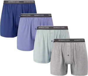 BAMBOO COOL Men's Boxer Shorts 4 Pack Underwear for Men Relaxed Fit Stretch Short