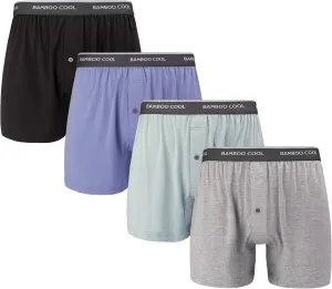 BAMBOO COOL Men's Boxer Shorts 4 Pack Underwear for Men Relaxed Fit Stretch Short