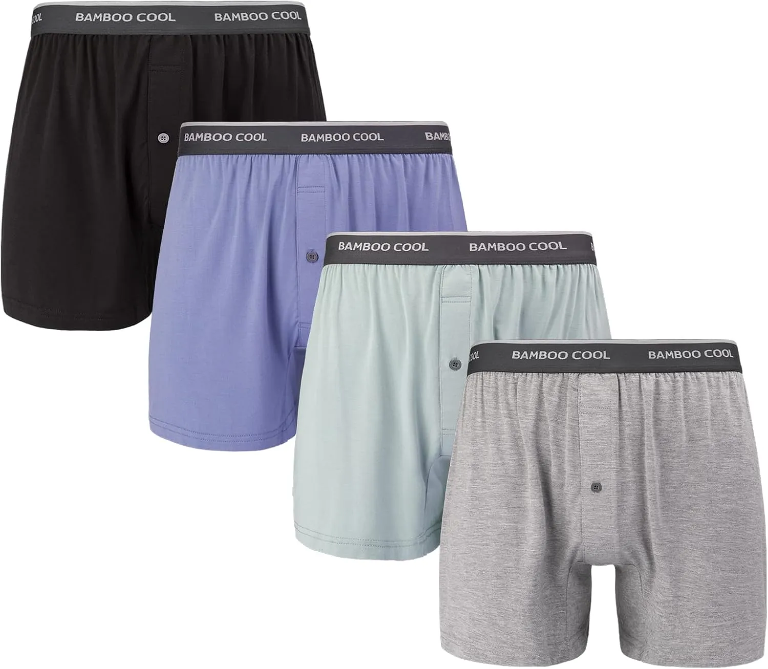 BAMBOO COOL Men's Boxer Shorts 4 Pack Underwear for Men Relaxed Fit Stretch Short