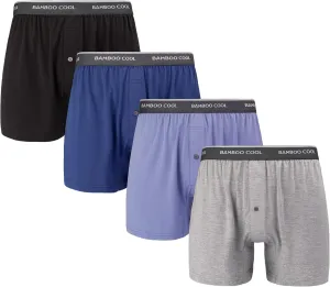 BAMBOO COOL Men's Boxer Shorts 4 Pack Underwear for Men Relaxed Fit Stretch Short