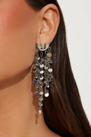 Bar Disco Drop Earrings - Silver