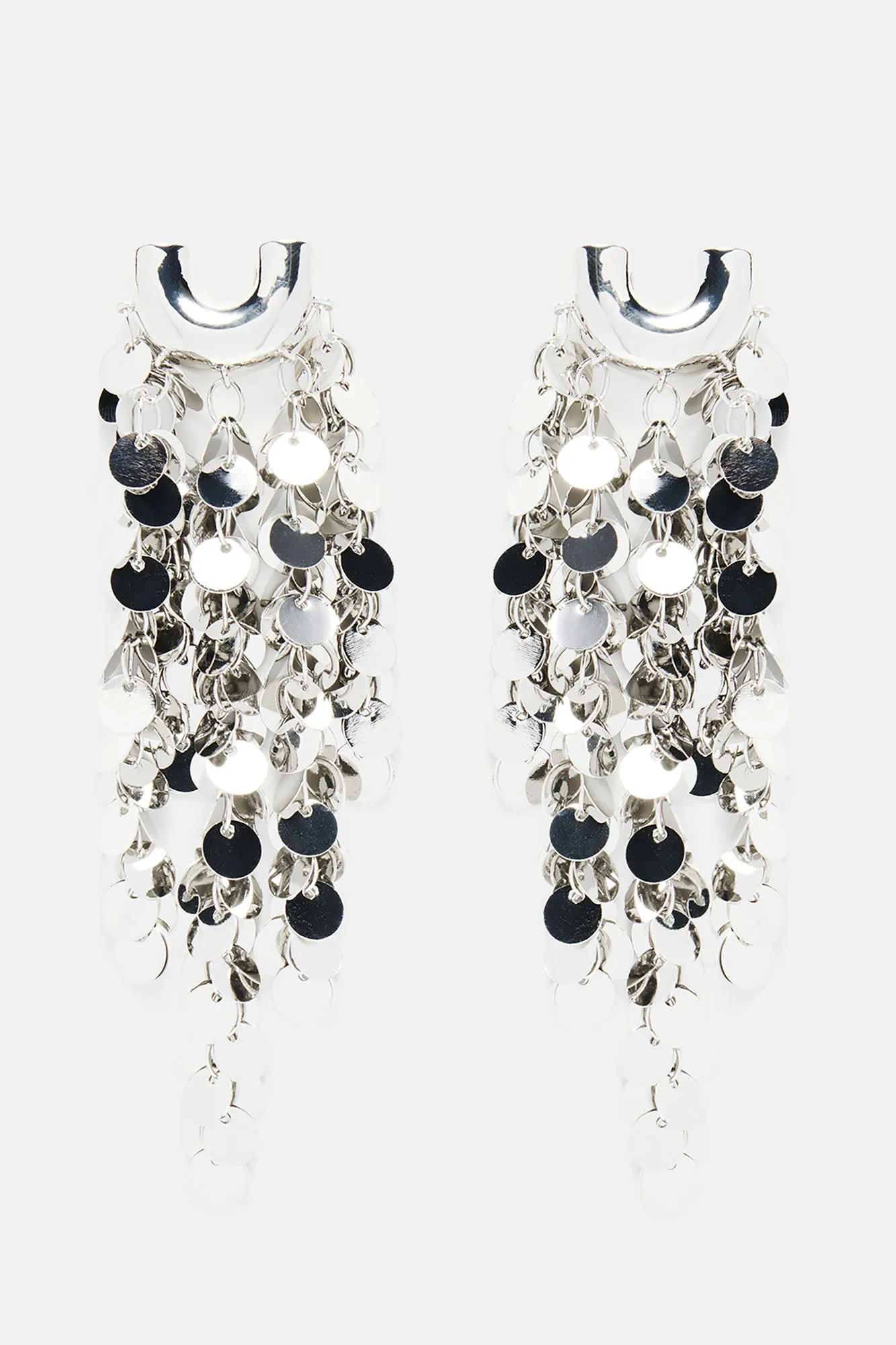 Bar Disco Drop Earrings - Silver
