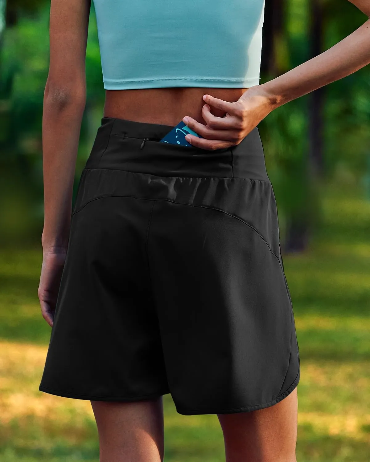 BebreezChic Women Swim Shorts 5" Swimming Board 2 in 1 High Waisted Quick Dry Swimsuit Bottoms with Zipper Pocket