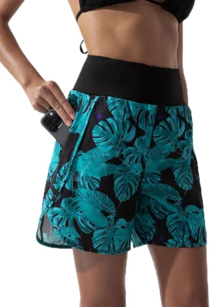 BebreezChic Women Swim Shorts 5" Swimming Board 2 in 1 High Waisted Quick Dry Swimsuit Bottoms with Zipper Pocket