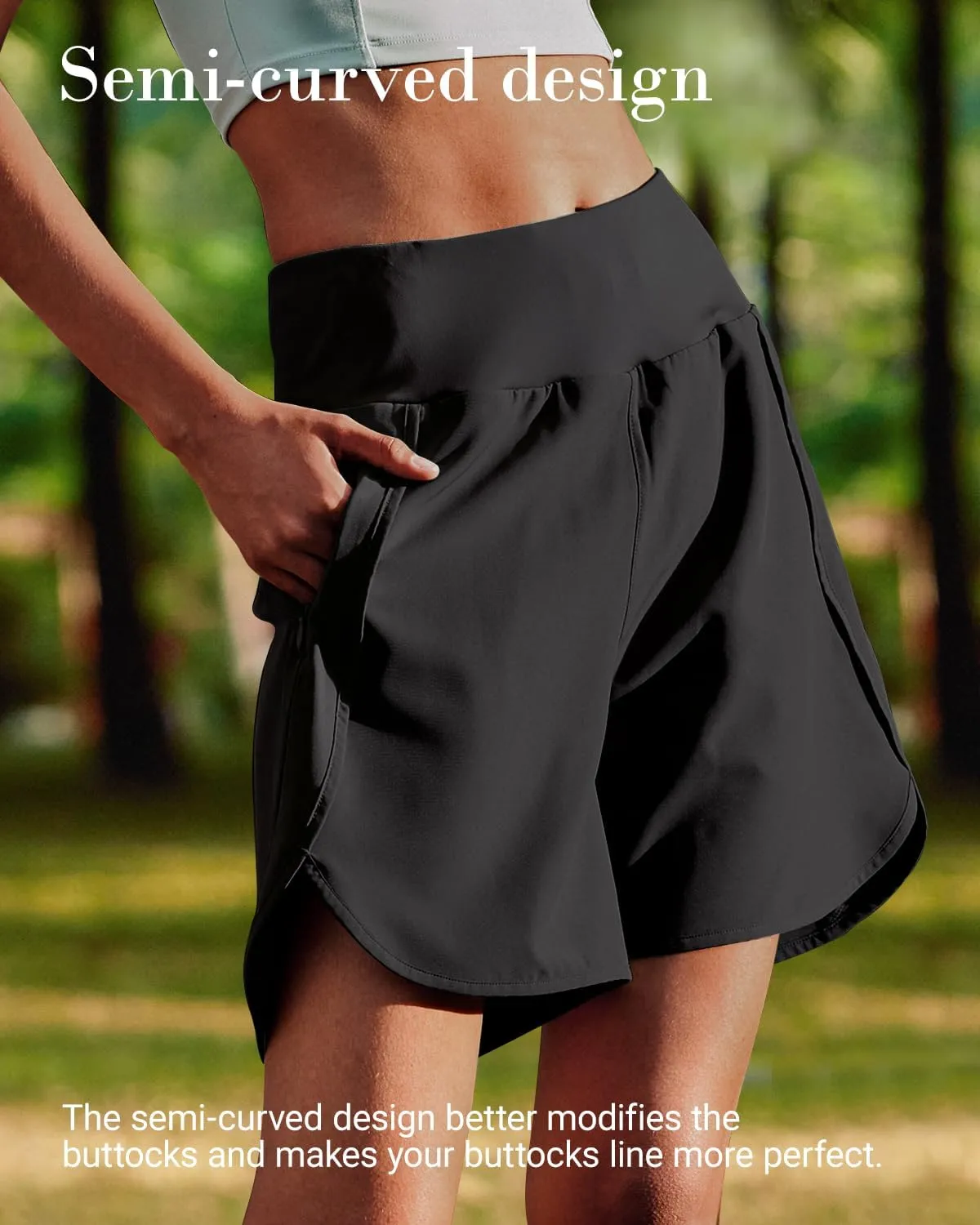 BebreezChic Women Swim Shorts 5" Swimming Board 2 in 1 High Waisted Quick Dry Swimsuit Bottoms with Zipper Pocket