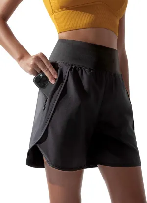 BebreezChic Women Swim Shorts 5" Swimming Board 2 in 1 High Waisted Quick Dry Swimsuit Bottoms with Zipper Pocket