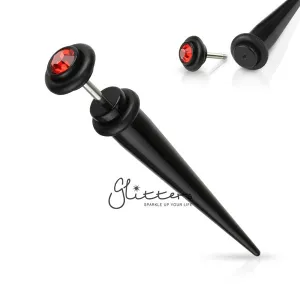Black Acrylic Fake Taper with Red Gem on The Top