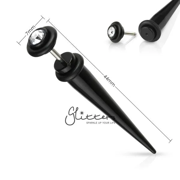 Black Acrylic Fake Taper with Red Gem on The Top