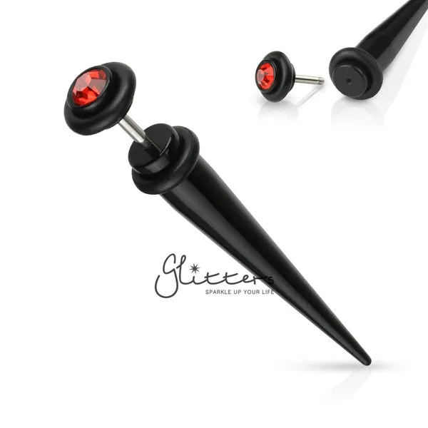 Black Acrylic Fake Taper with Red Gem on The Top