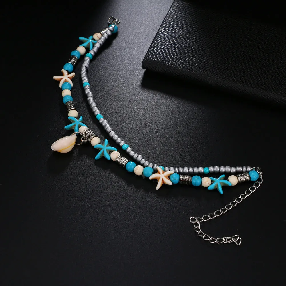 Bohemian Multiple Layers Starfish Shell Anklets For Women