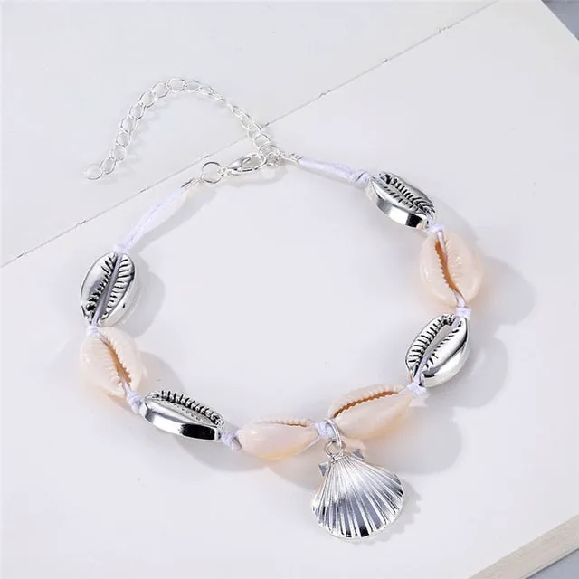 Boho Shell Conch Rope Anklets For Women Delicate Shell Charm Anklet Beach Barefoot Bracelet ankle Leg Chain Foot Anklets Jewelry