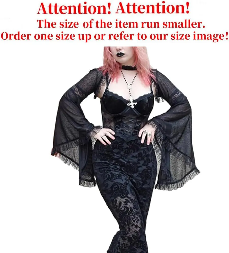 Bolero Shrug Top Trad Goth Black Shawls and Wraps for Evening Dresses Short Cardigan
