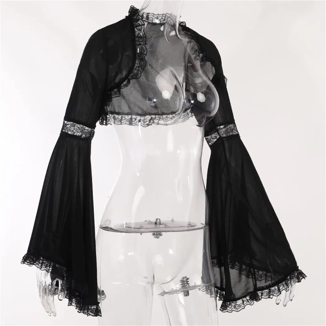 Bolero Shrug Top Trad Goth Black Shawls and Wraps for Evening Dresses Short Cardigan