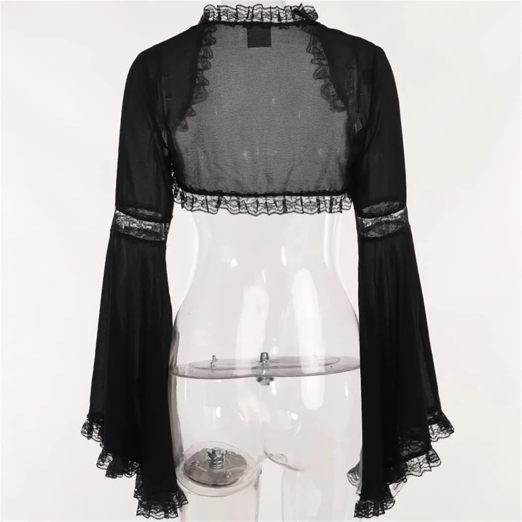 Bolero Shrug Top Trad Goth Black Shawls and Wraps for Evening Dresses Short Cardigan