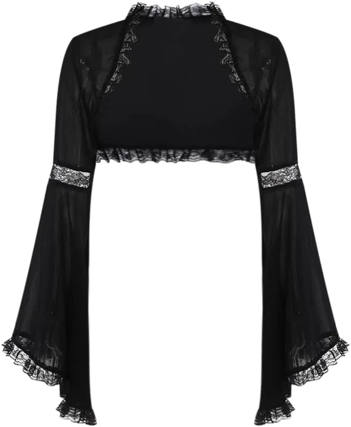 Bolero Shrug Top Trad Goth Black Shawls and Wraps for Evening Dresses Short Cardigan