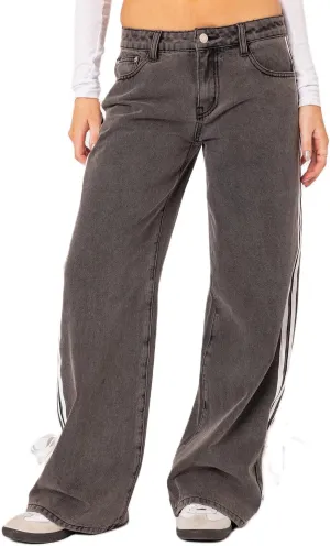 Boyfriend Jeans for Women Y2K Fashion Striped High Waist Wide Leg Denim Pants Casual Vintage Baggy Streetwear Jeans