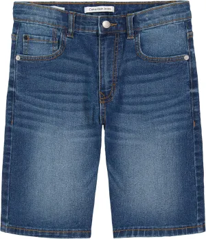 Calvin Klein Boys' Relaxed Fit Denim Shorts, 5-Pocket Style, Zipper Fly & Button Closure