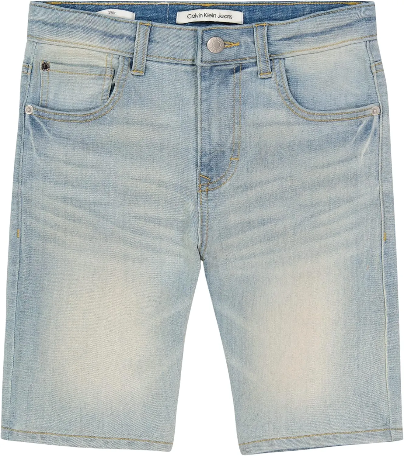 Calvin Klein Boys' Relaxed Fit Denim Shorts, 5-Pocket Style, Zipper Fly & Button Closure