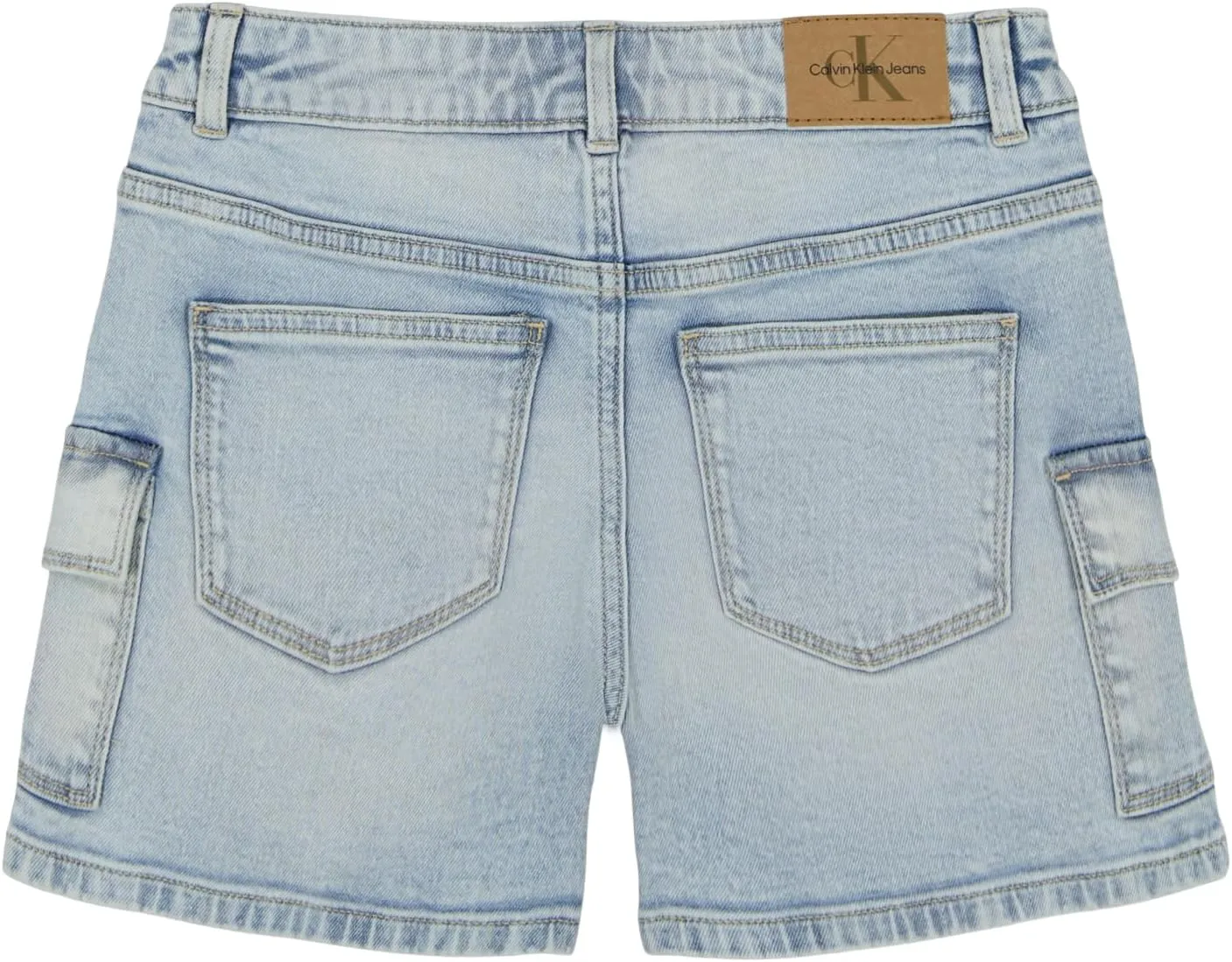 Calvin Klein Girls' Relaxed Fit Stretch Denim Jean Cargo Shorts