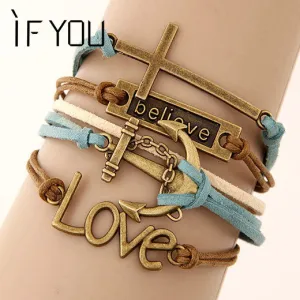 Charm Vintage Multi layer Leather Bracelet